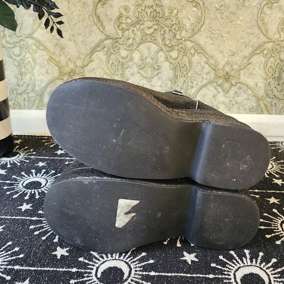 Rare Glam Dolls Kill Club Exx Platform Black Glitter Zipper Glitter Boots Sz 7 - Picture 6 of 7